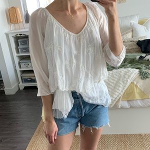 Delicate White Ruffled Tempo Paris Blouse